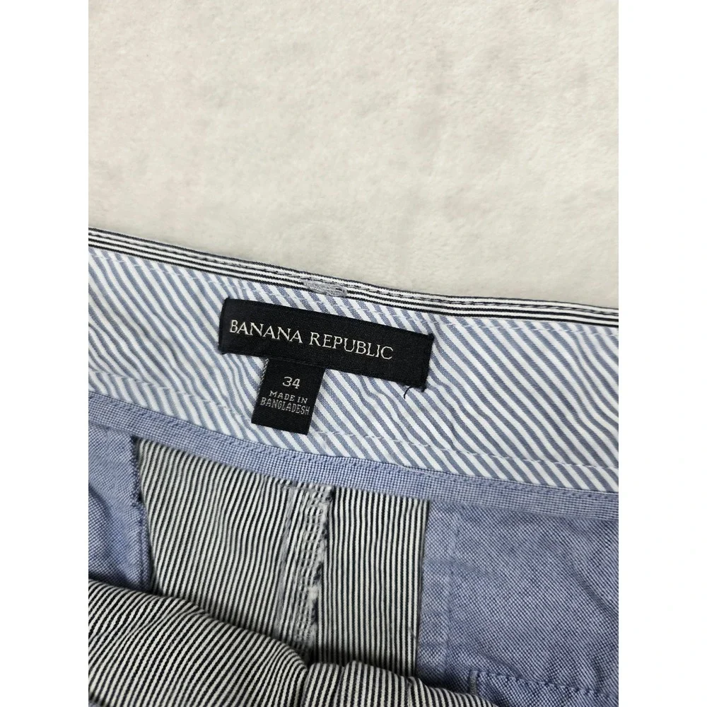 Banana Republic Striped Shorts Mens 34 Blue White Cotton Seersucker Style Casual